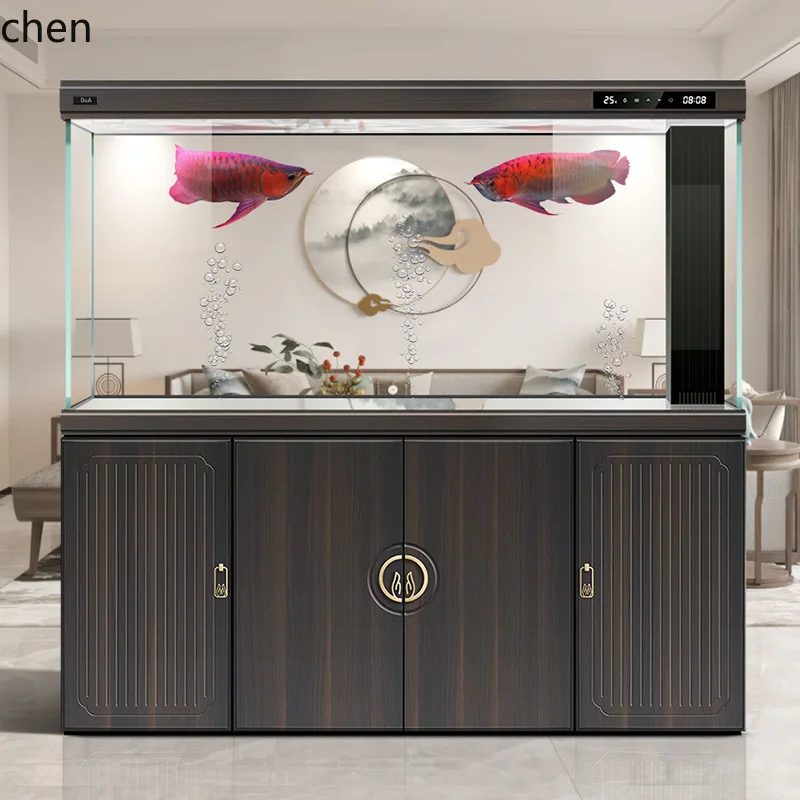 fish tank ultra-white glass ecological aquarium living room medium and large water-free bottom filter arowana tank