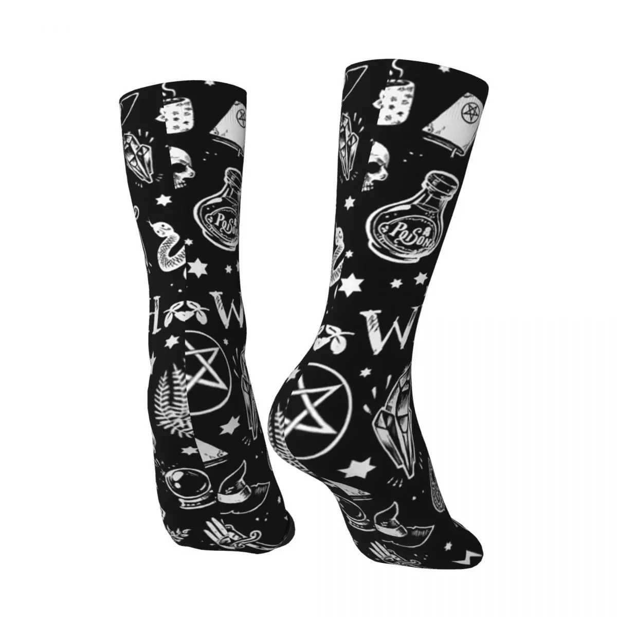 All Seasons Skull Cat Moon Gothic Design Socks Harajuku Crew Socks Fashion Stockings for Men Women Valentine's Day Gifts