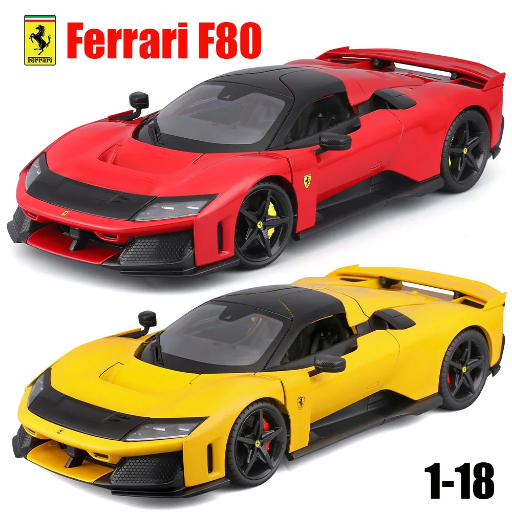 Bburago 1:18 El último modelo de coche de carreras Ferrari F80, modelos de coches de aleación, juguetes, regalos, coches de carreras