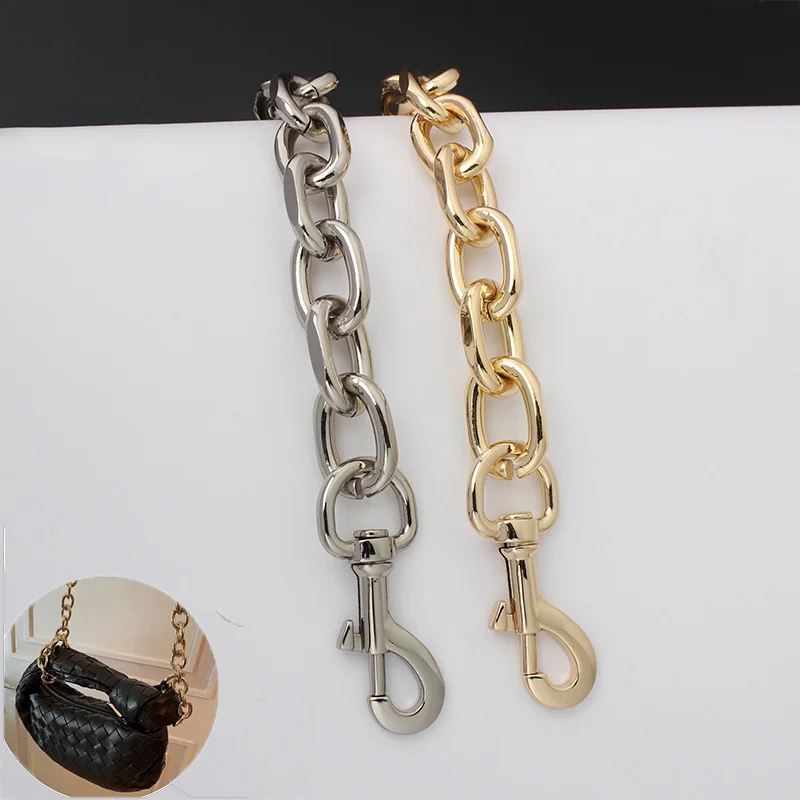 Hight Quality 30-120cm Aluminum Chains 4.5*16*25mm with Snap Hooks for Diy Leather Bag Purse Replace Chains Bag Accessories