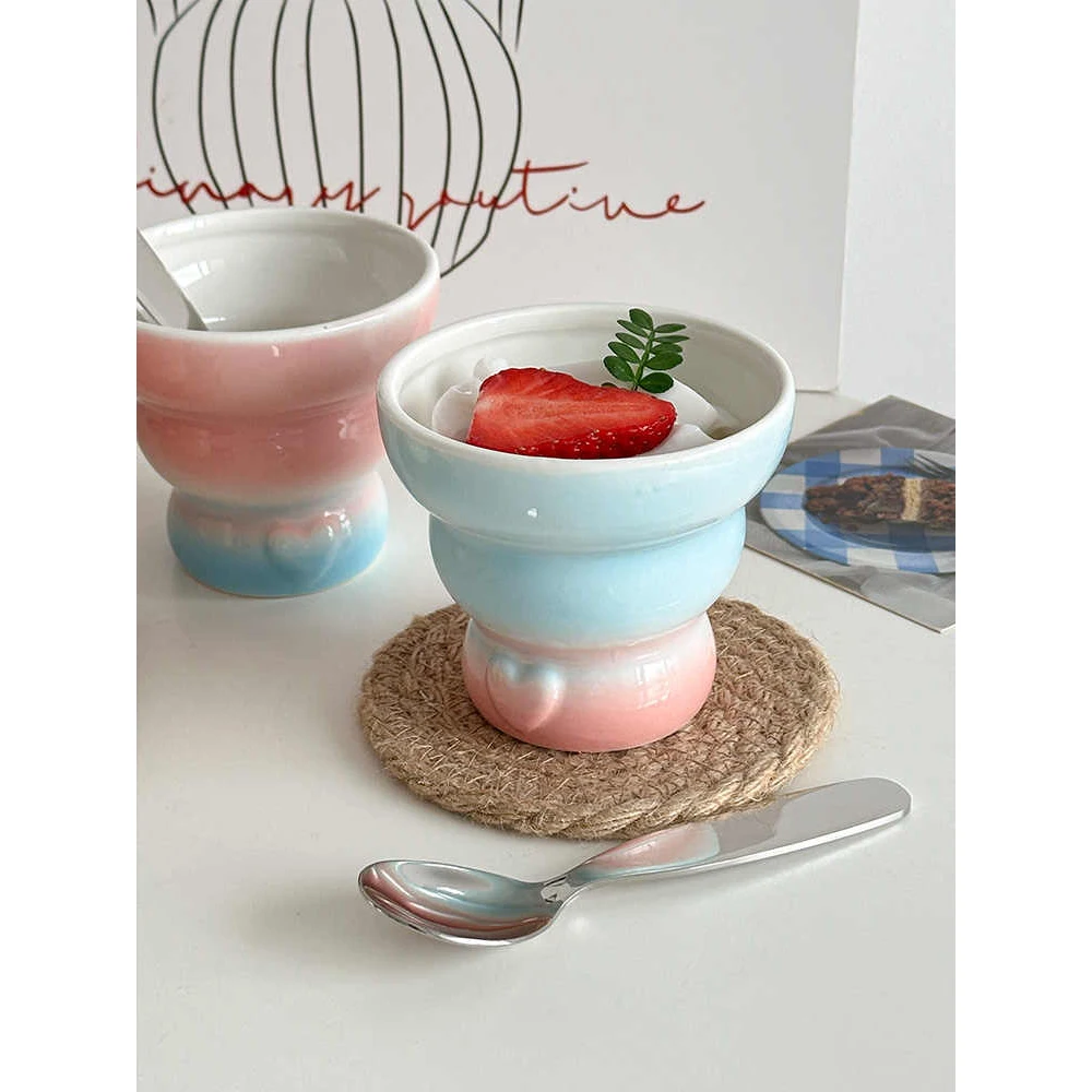 Creative Ceramic Cup Cute Contrast Color Homehold Tableware Afternoon Tea Dessert Yogurt Fruit Bowls Coffee Milk Ice-Cream Cups