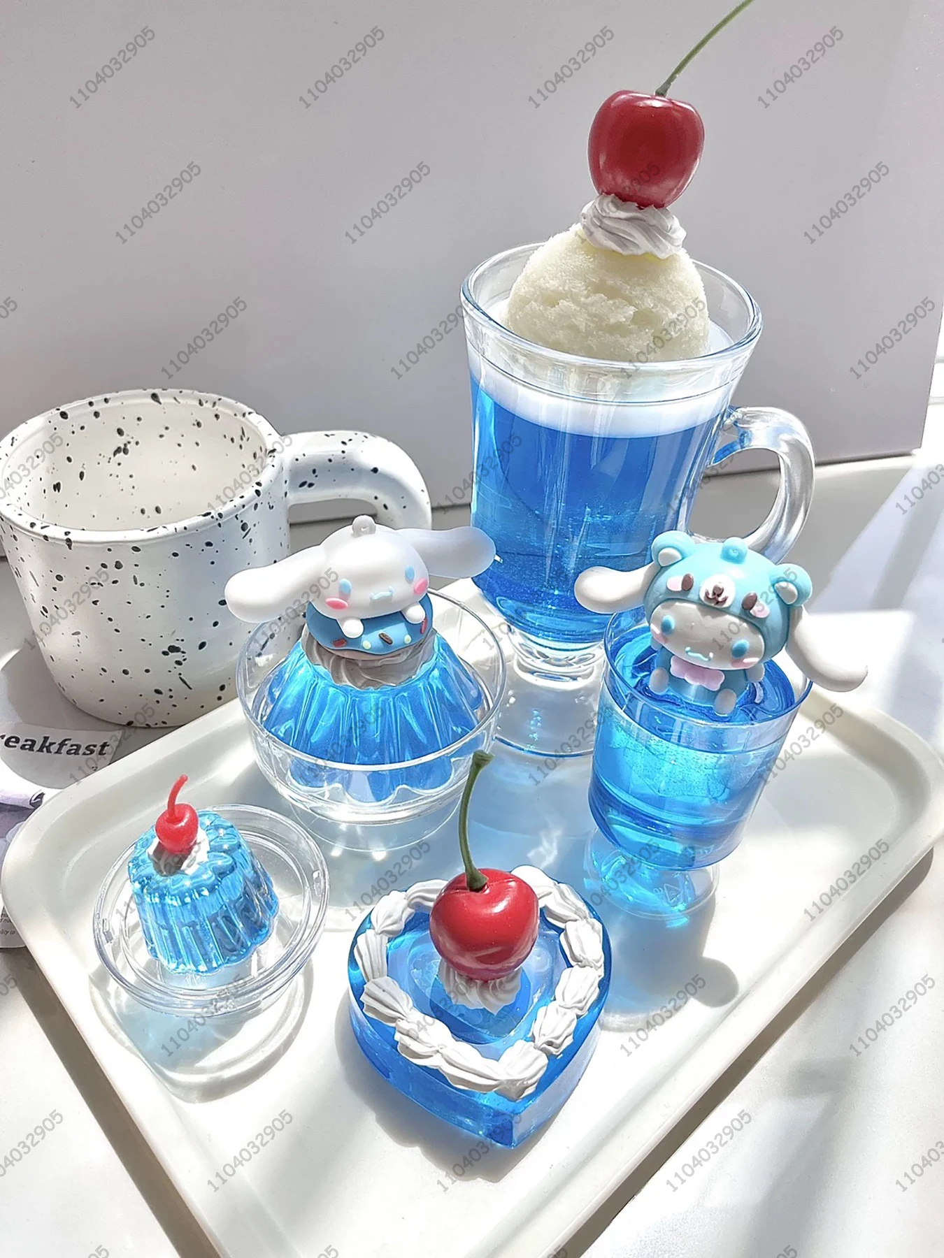 블루 소다 음료 컵 공예 소다 아이스크림 토핑 유리 컵 크리 에이 티브 선물 수공예품 책상 장식품 소녀 방 장식 선물