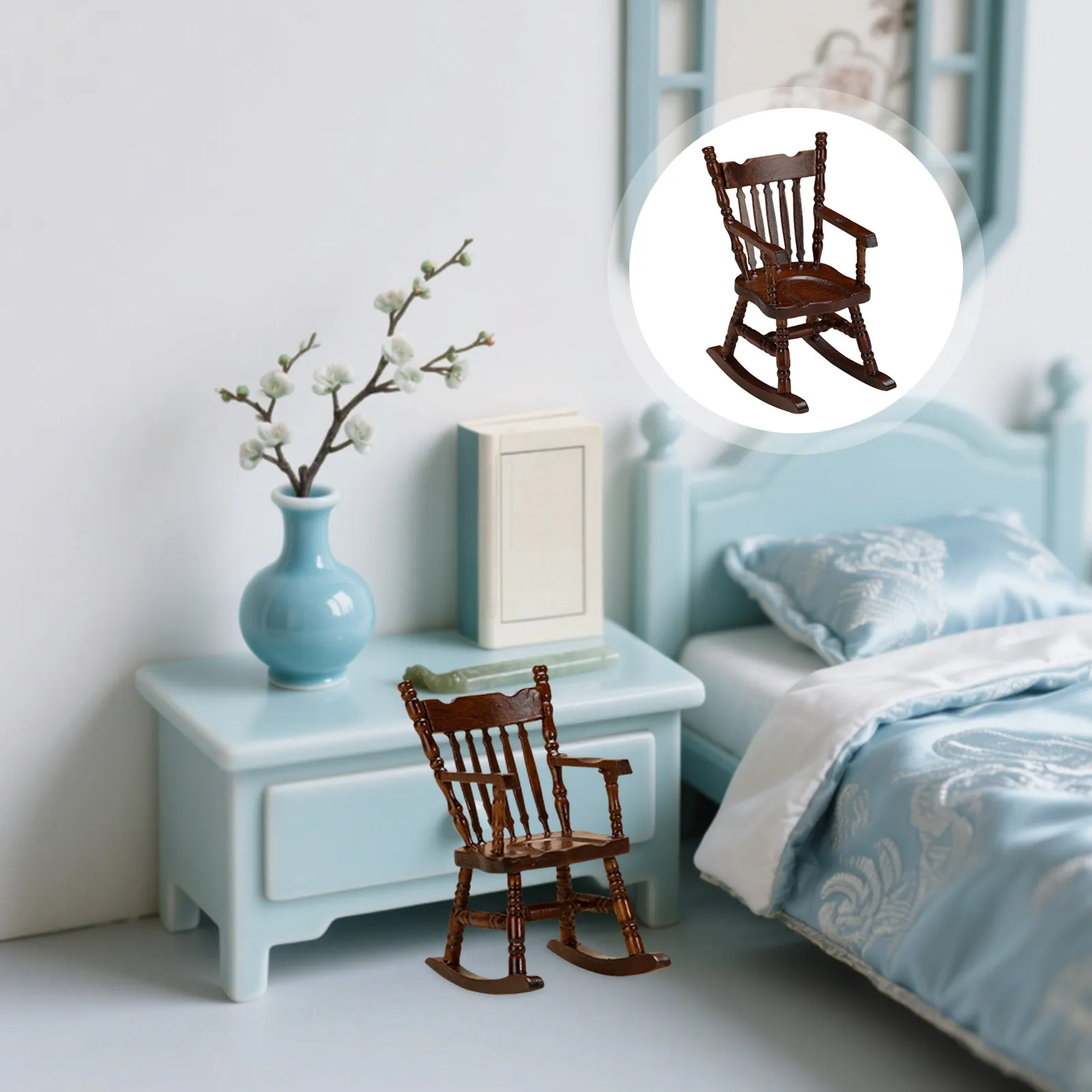 

Mini Rocking-Chair Mini House Decoration Premium Craftsmanship Decorative Miniature Furniture Accessory Photography Prop