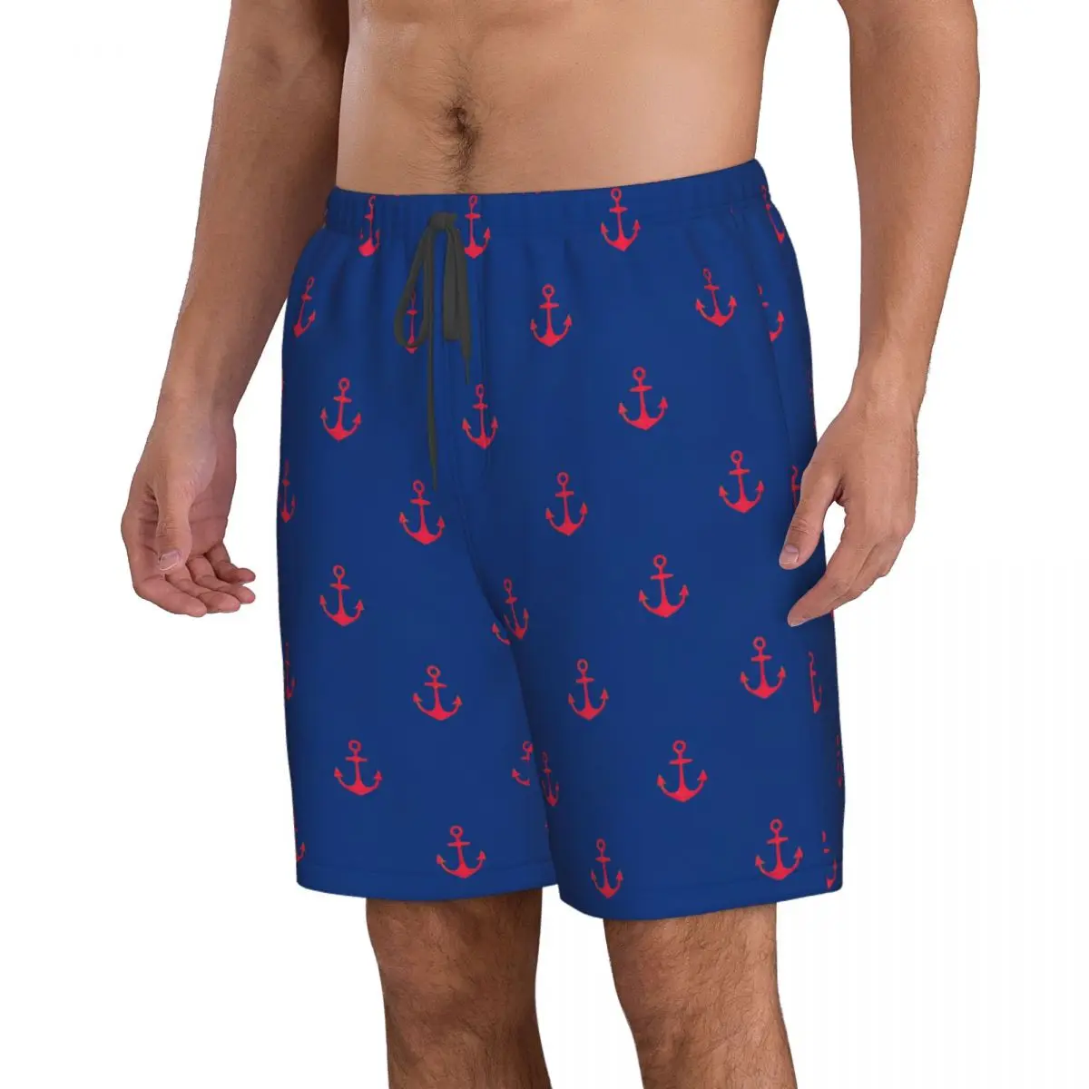 Anchor Pattern Men's Beach Shorts Fitness Quick-drying Swimsuit Funny Street Fun 3D Shorts