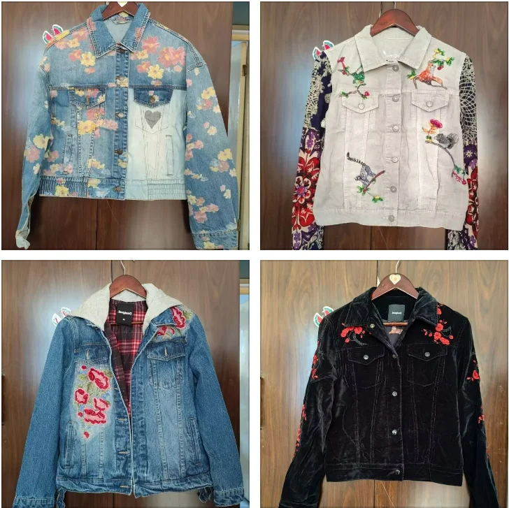 Foreign trade original single Spanish original single new embroidered sequin patchwork sleeve denim jacket