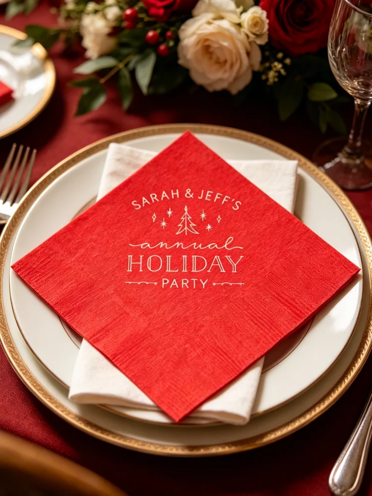 Custom Ugly Sweater Christmas Paper Napkins 3-Ply Personalized Family Holiday Party Favors Table Decor Disposable Guest Towels