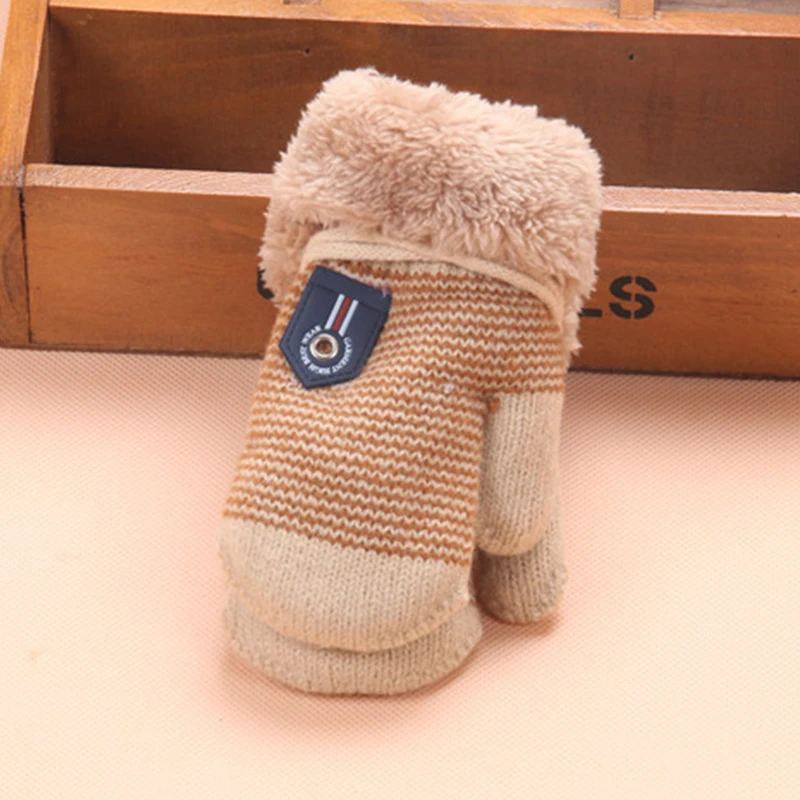 Winter Soft Plush Thick Warm Kids Gloves Cute Knitted Mittens Gloves For 0-3 Years Children Wholesale