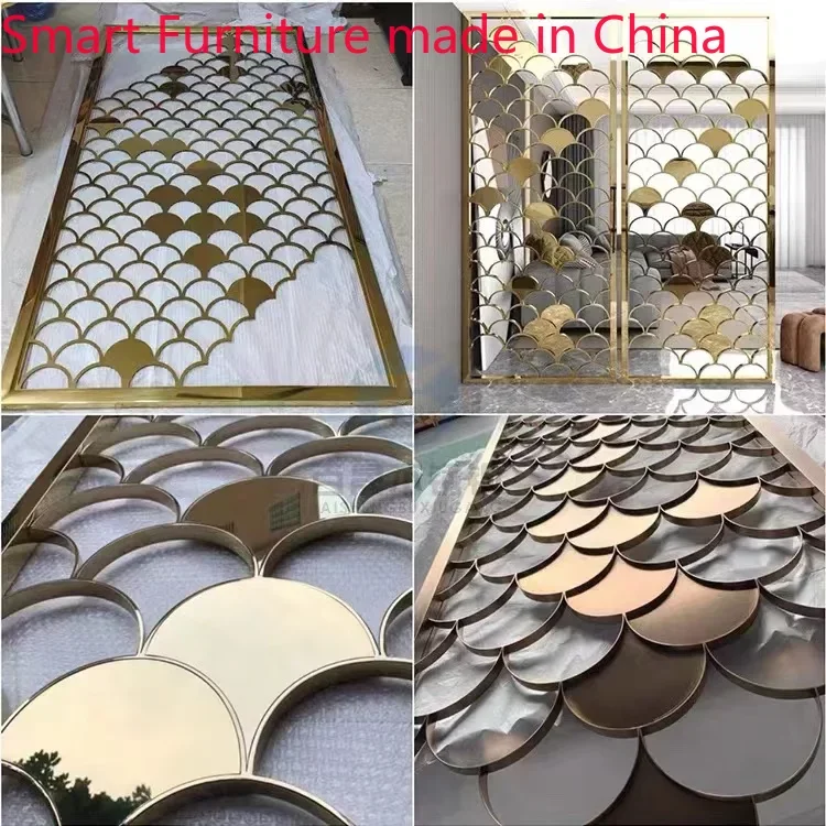 Custom stainless steel simple modern doorway living room iron screen partition hotel hollowed-out grille background wall