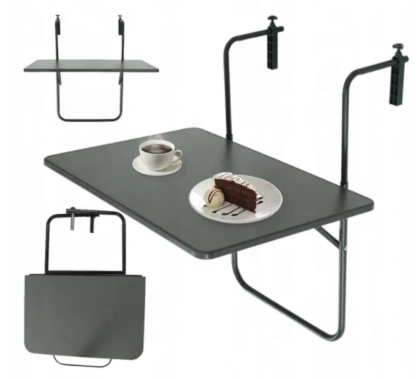 Cheap Wholesale Outdoor Balcony Railing Table Metal Folding Portable Hanging Coffee Table