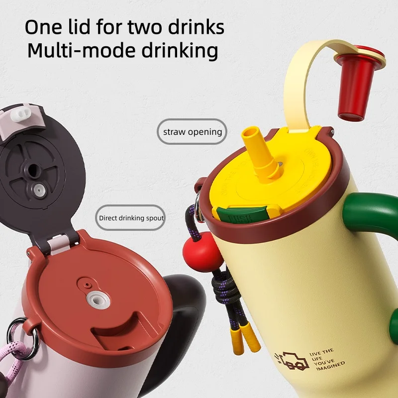 BaWang Stainless Steel Insulated Water Bottle with Ice King Handle, Straw, Large Capacity, Outdoor/Car Use
