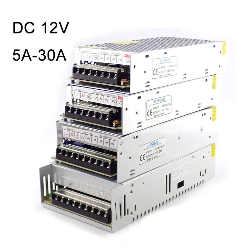 

DC 12V 1.25A~30A Lighting Transformer Power Supply Adapter CCTV Camera Converter for LED Strip Light Switch Driver Charger