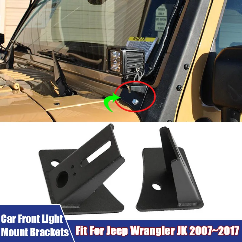 LED Light Bar Holder Universal Windshield A-pillar LED Spotlight Driving Light Mount Bracket Kit For Jeep Wrangler JK 2007-2017