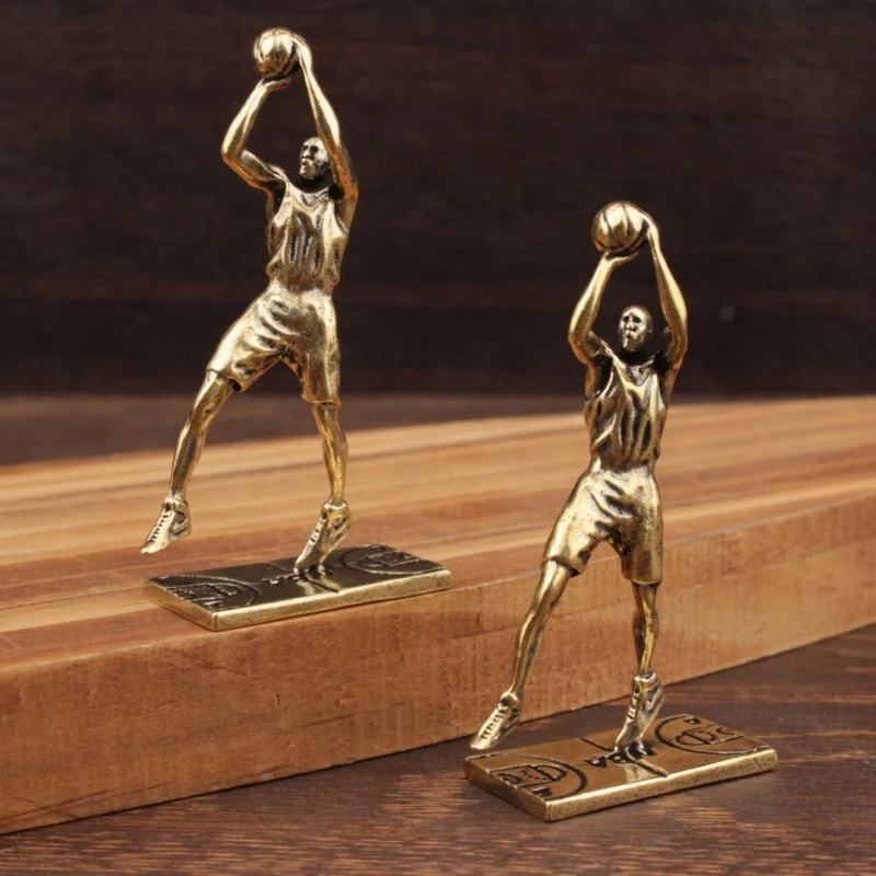 Basketball Superstar Figurines Vintage Brass Character Small Statue Desktop Ornaments Home Decoration Crafts Fans Souvenir Gifts