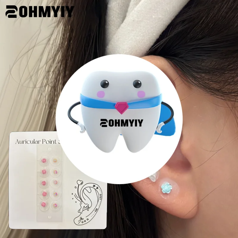 

10-пластые модные красочные розовые круглые стразы, наклейки для ушей, наклейки для ушей, акупунктурные аурикулярные наклейки для ушей, массаж