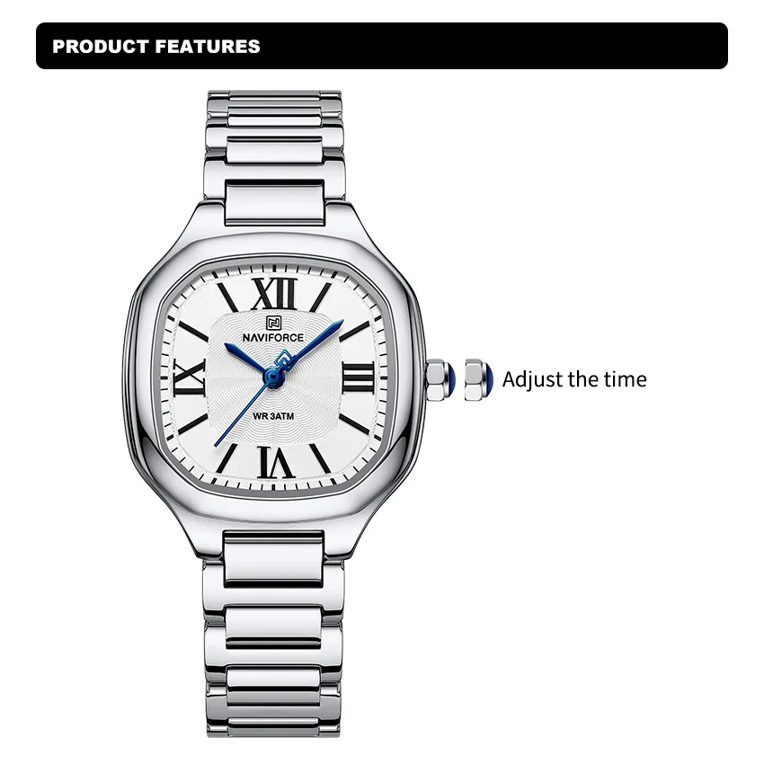 NAVIFORCE Brand High Quality Women Quartz Watch Stainless Steel Strap Casual Elegant Waterproof Wristwatch Relogio Feminino 2024