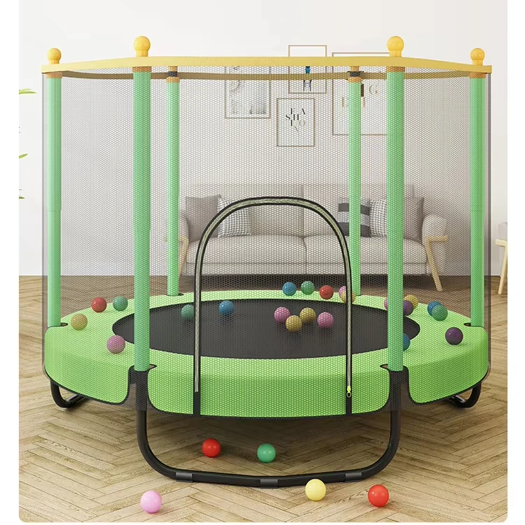 

Factory Directly Sell Beautiful Colorful Children Home Trampoline With Safety Net Indoor Cheap Multicolor Kids Trampoline