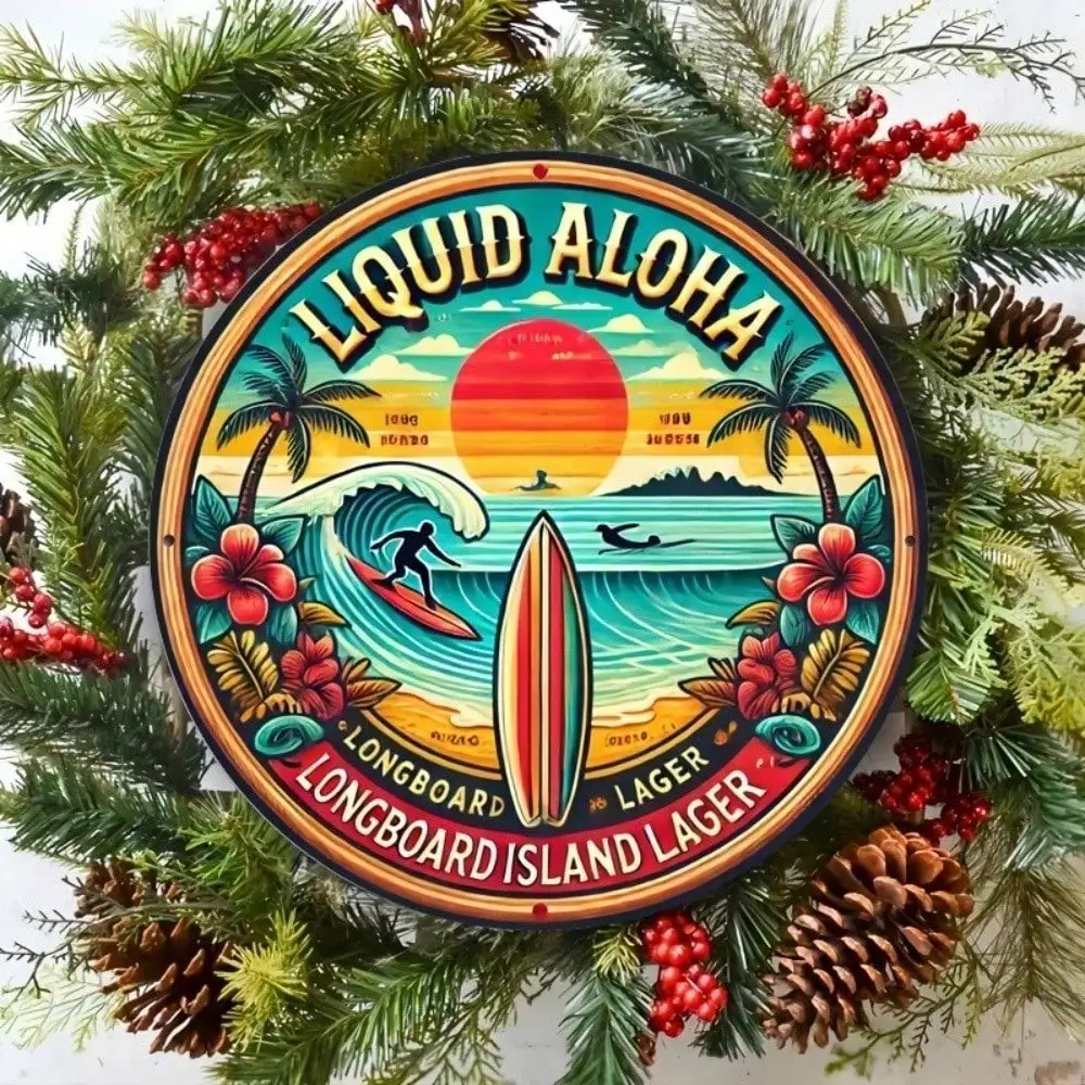 

Винтажная металлическая табличка Longboard Island Lager, 8x8 дюймов, ретро-пластинка с гавайским пивом для декора стен дома, бара, паба