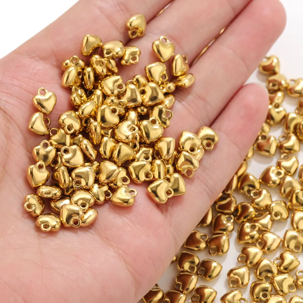 20 Stück Edelstahl-Herzanhänger für die Schmuckherstellung, PVD 18k vergoldet, Liebesanhänger, DIY-Halsketten- und Armbandzubehör, Großhandel – Detail 2