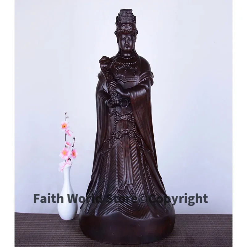 70cm Large HUGE high-quality HOME family living Room Shrine Sea Goddess Matsu MAZU bless Ebony Wood HAND carving art statue