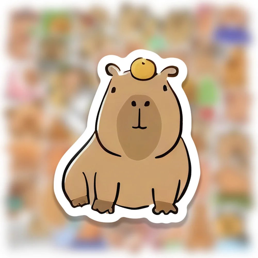 50 pièces Kawaii dessin animé potelé capybara mignon marron animaux autocollants scrapbook portable téléphone bagages voiture moto jouet cadeau
