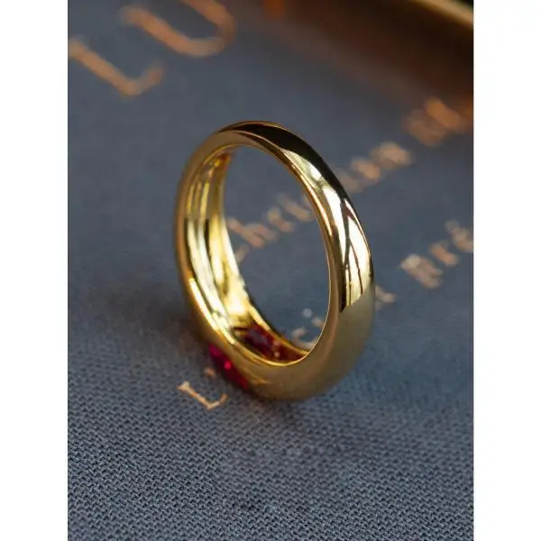 Anello per dito indice femminile retrรฒ con zirconi rossi francesi di lusso in stile corte alta