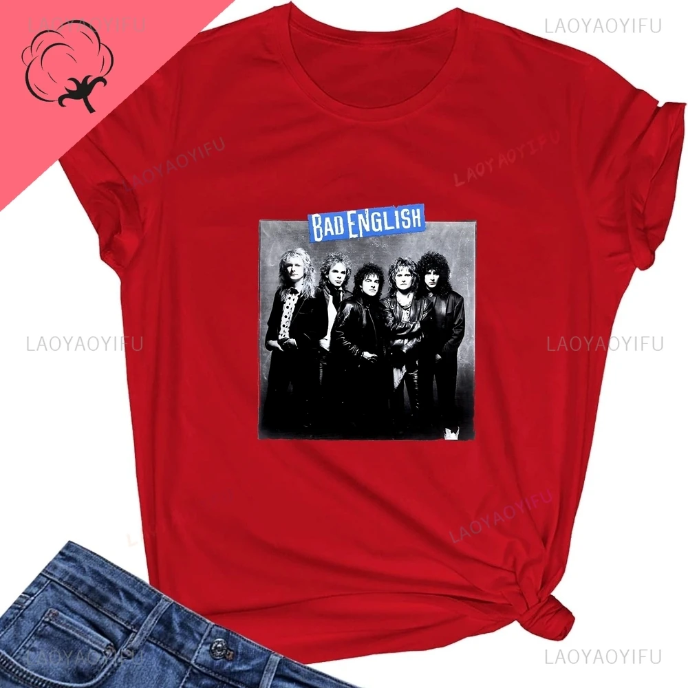 Retro New Style Bad English Rock Band Men's and Women's Universal Shirt with Pattern, Pure Cotton T-shirt #4