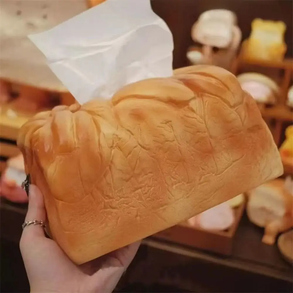 Simulation Bread Tissue Box Loaf Shaped Rectangular Structure Tissue Box Cover Novelty Style Soft Texture Toast Tissue Holder