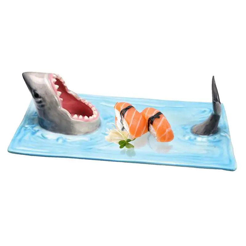 

Shark Shaped Serving Platter Ceramic Hot Pot Dish Sushi Restaurant Plate Dining Kitchen Decor Cheese Board Creative For Kitchen