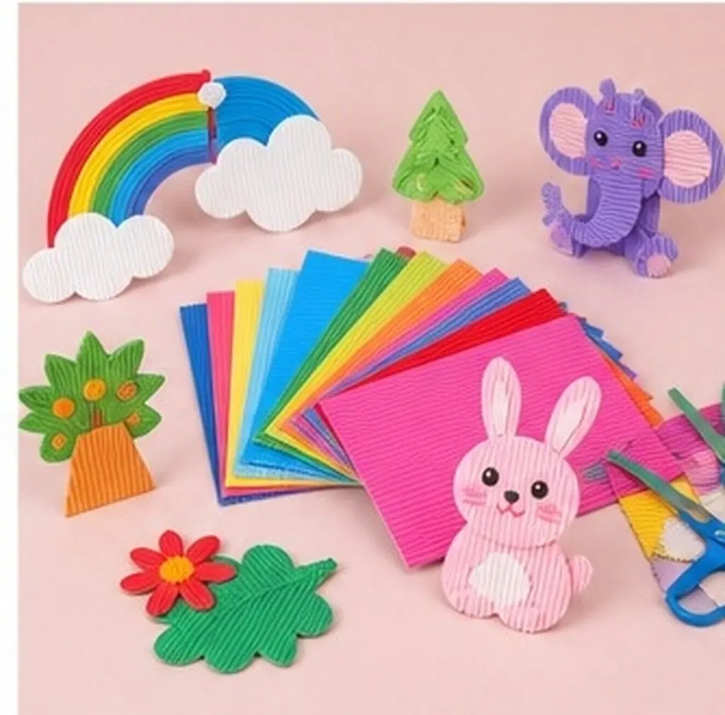 40Pcs Card Making Paper For Art Class Supplies Christmas Crafts Paper Colored Corrugated Sheets Thick Construction