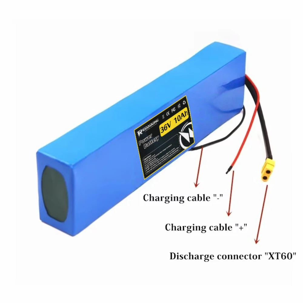 

Аккумуляторная батарея 10S3P 36В 10Ач 18650 с настраиваемым разъемом, перезаряжаемая литиевая батарея с BMS для скутеров и транспортных средств мощностью 350 Вт.