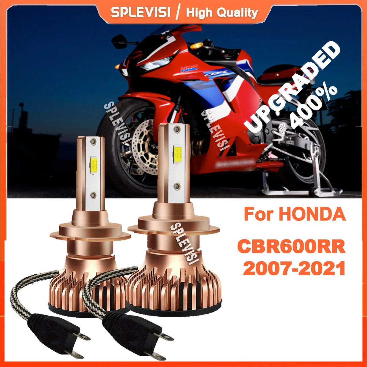 2x High Brightness H7 led moto motorcycle Headlight Bulbs 300W 30000LM  For Honda CBR600RR 2007-2021 CBR600F4i	2001-2006