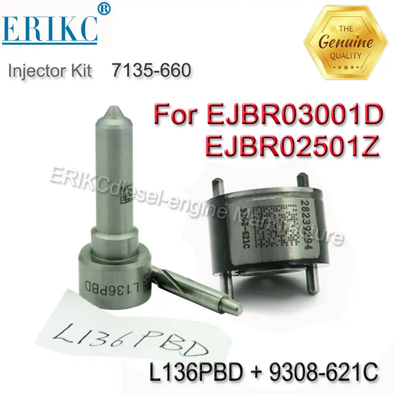 

ERIKC 7135-660 Injector Nozzle Repair Kits L136PBD and 9308-621C Group Valve Set for Delphi EJBR03001D EJBR02501Z Inyector