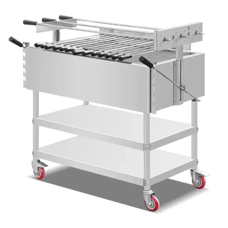 Greek Rotating Charcoal BBQ Grill Stainless Steel Backyard Barbecue Outdoor Cooking Garden Party Portable Meat Roaster