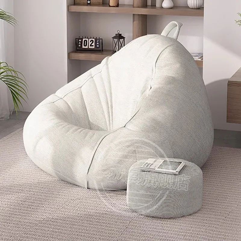 Lazy Sofas Chairs With Pedal Pillow Floor Linen Cloth Lounger Seat Bean Bag Pouf Puff Couch Leisure Tatami Living Room Household