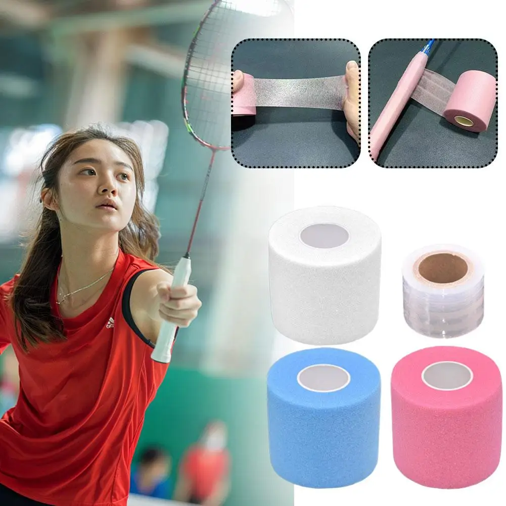 Esponja atlética pré envoltório fita raquete aperto priming fita de amortecimento absorção de suor bandagem anti-deslizamento tênis badminton aderência fita