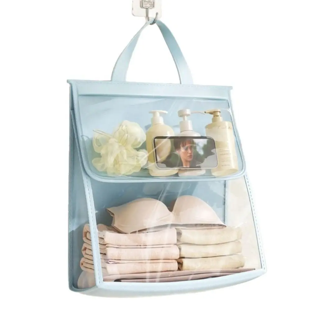 New Waterproof Bathroom Storage Bag Visible Window Foldable Wash Bag Transparent Carry Handles Clothes Organizer Bathroom Use