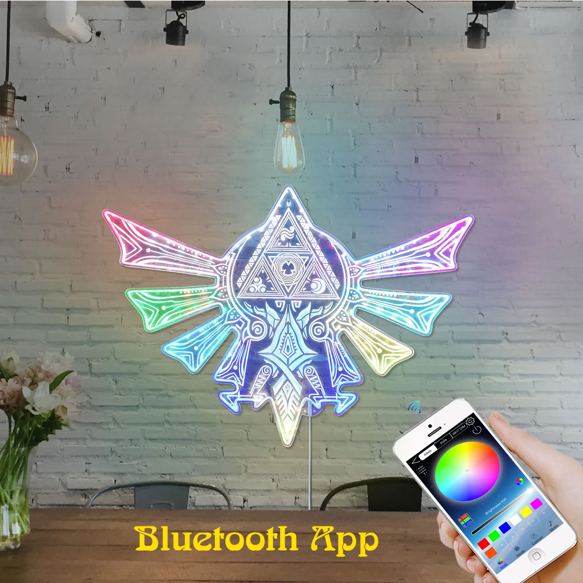 Legend of  Triforce Neon RGB Edge Lit LED Sign, Game Room Decor, Gaming Night Light