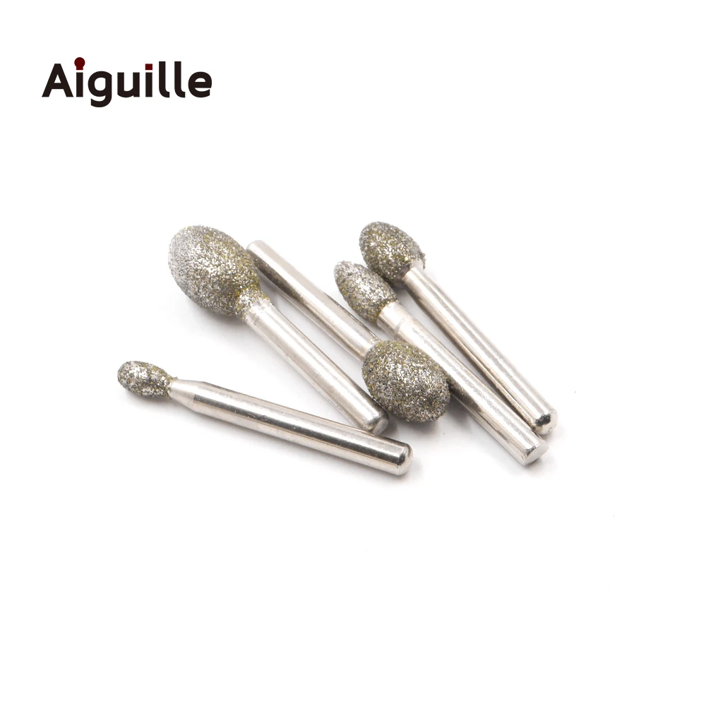 1pcs 60# Diamond Grinding Point Shank 6mm Stone Jade Diamond Grinding Burr Peeling Grinding Point for stone Working