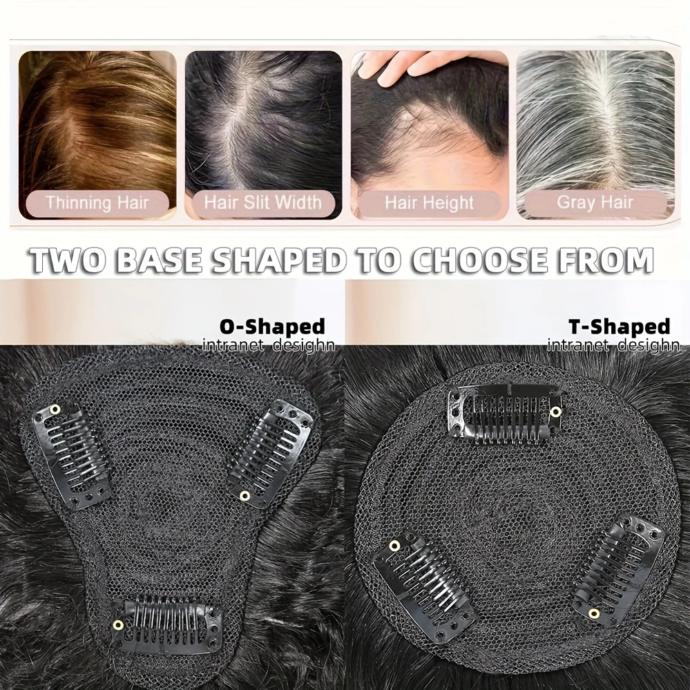 Pince à cheveux avec frange-Topper pince à cheveux avec frange avec des styles vaporeux, 100% cheveux humains Afro crépus bouclés Extensions de cheveux # 1B