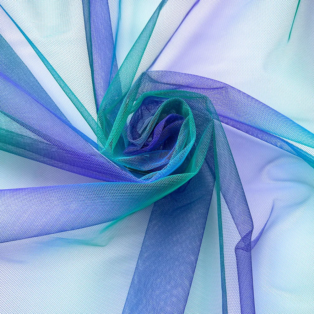 63x35in Rainbow Gradient Tulle Fabric Hexagon Mesh Yarn For Photo Background Clothes DIY Handmade Sewing Baby Shower Tutu Tskirt