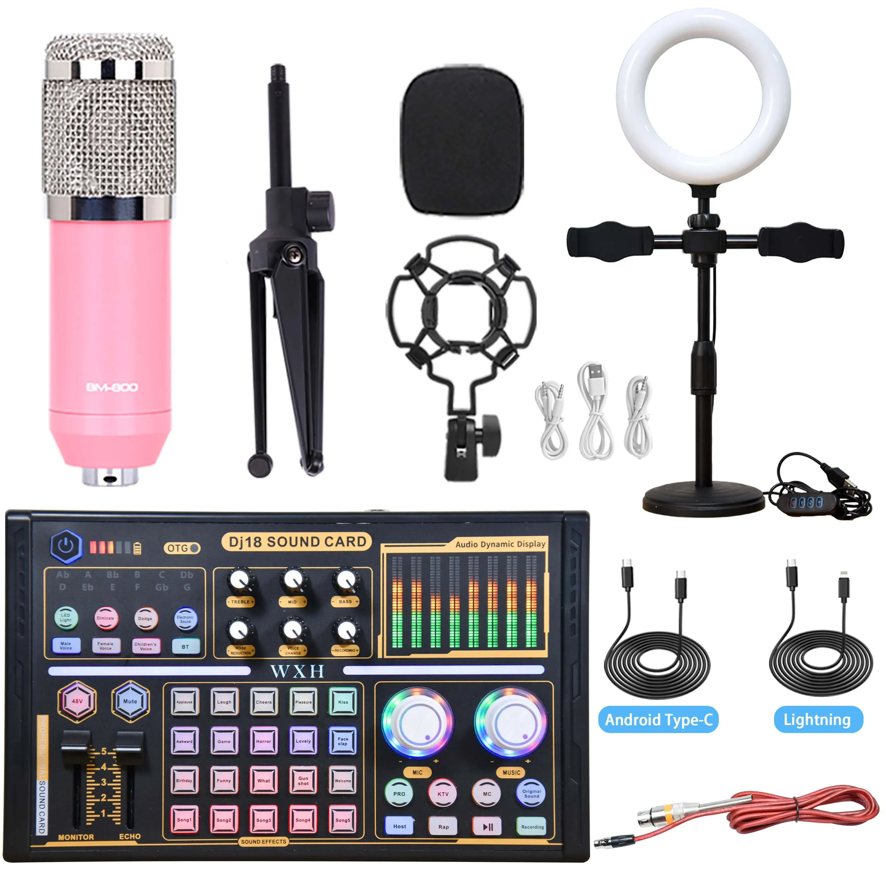 Беспроводная звуковая карта BM 800 Bluetooth V10 PRO для ПК, компьютера, телефона, караоке, прямого пения, игровой профессиональный конденсаторный микрофон