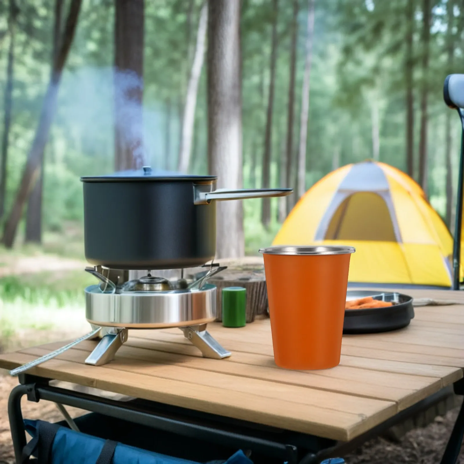 Stainless Steel Cup Portable Coffee Mug Single-Layer Metal Drinking Cup for Outdoor Camping Travel Hot Cold Beverages Reusable