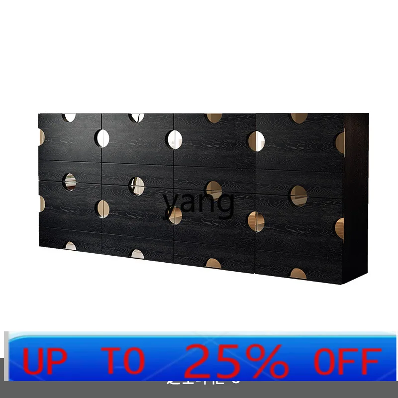 

LMM modern living room retro wind cabinet simple light luxury small apartment wall TV cabinet