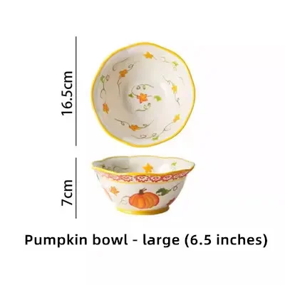 Japanese Style Underglaze Noodle Bowl Housewarming Gift Dish Set Ceramic Tableware for Household Rice Bowls Pumpkin Stewpot