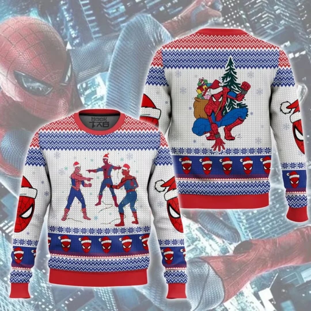 Homem aranha da marvel natal feio moletom impressão 3d outono moda y2k crianças hoodies moletom masculino e feminino