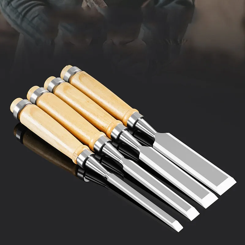 Wood Carving Chisel Wood Handle Woodworking Carving Hand Chisel DIY Tool Kit Steel Blade Wood Sculpture Flat Chisel