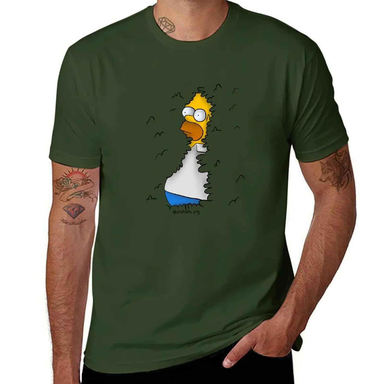 Homer in the bushes T-Shirt Short sleeve tee customizeds slim fit t shirts for men