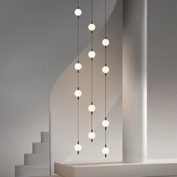 Globe Chandelier Designer Villa Living Room Dining Table Apartment Hanging Lamps Nordic Modern Attic Double Staircase Pendant