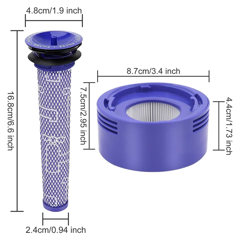 ABXH substitui filtros e pré-filtro para aspiradores Dyson V8 V7 Animal Absolute, DY-96566101, DY-96747801