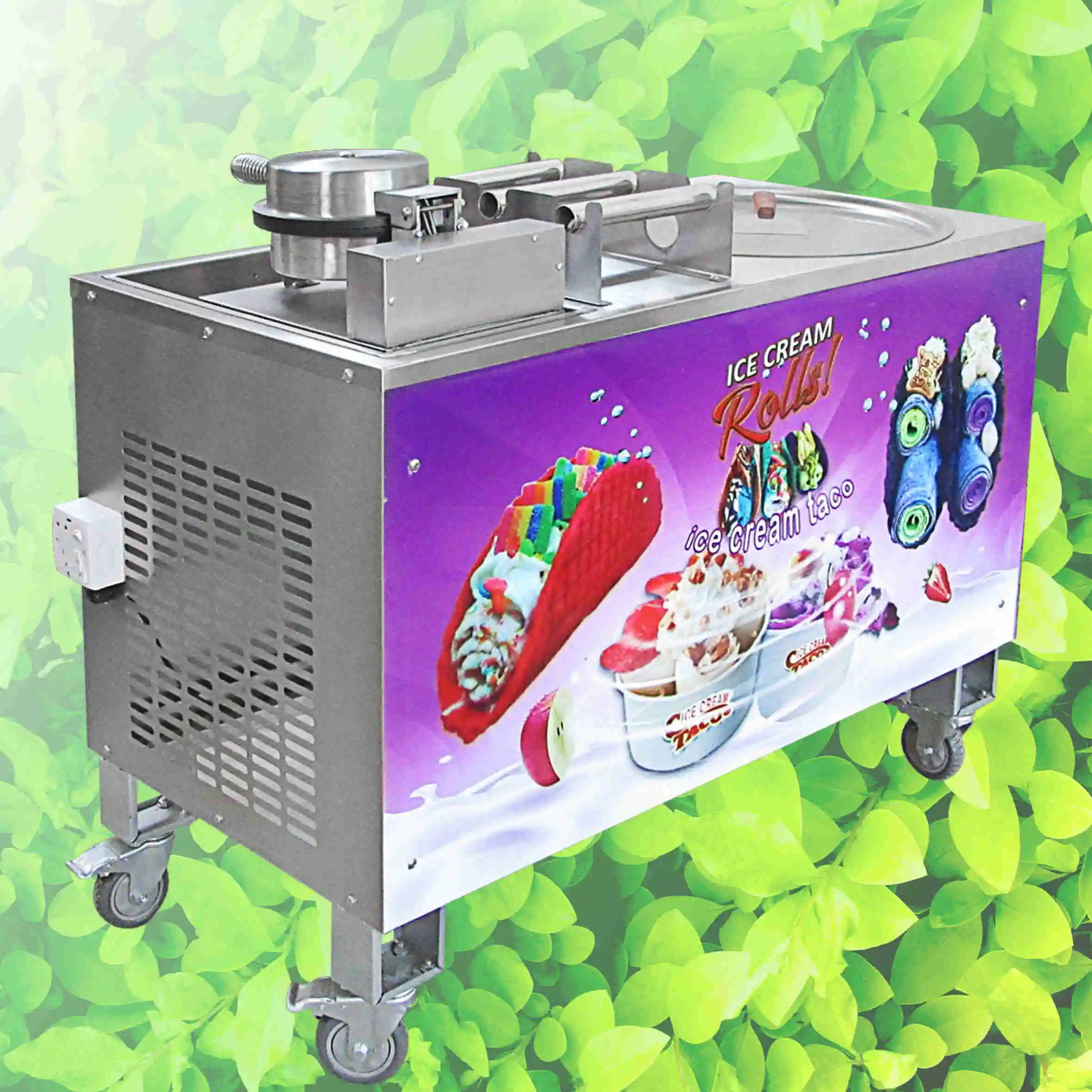 110V /220V  rolled fried  ice cream  machine with  Mexico corn tortilla tacos/ waffle baking ice cream cone machine